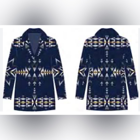 PENDLETON Women's Wahkeena Navy Plains Star Pattern Coat - Picture 1 of 15